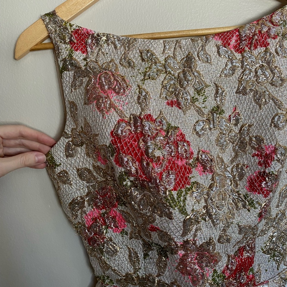 Vintage 50s/60s foil floral cocktail dress with low back